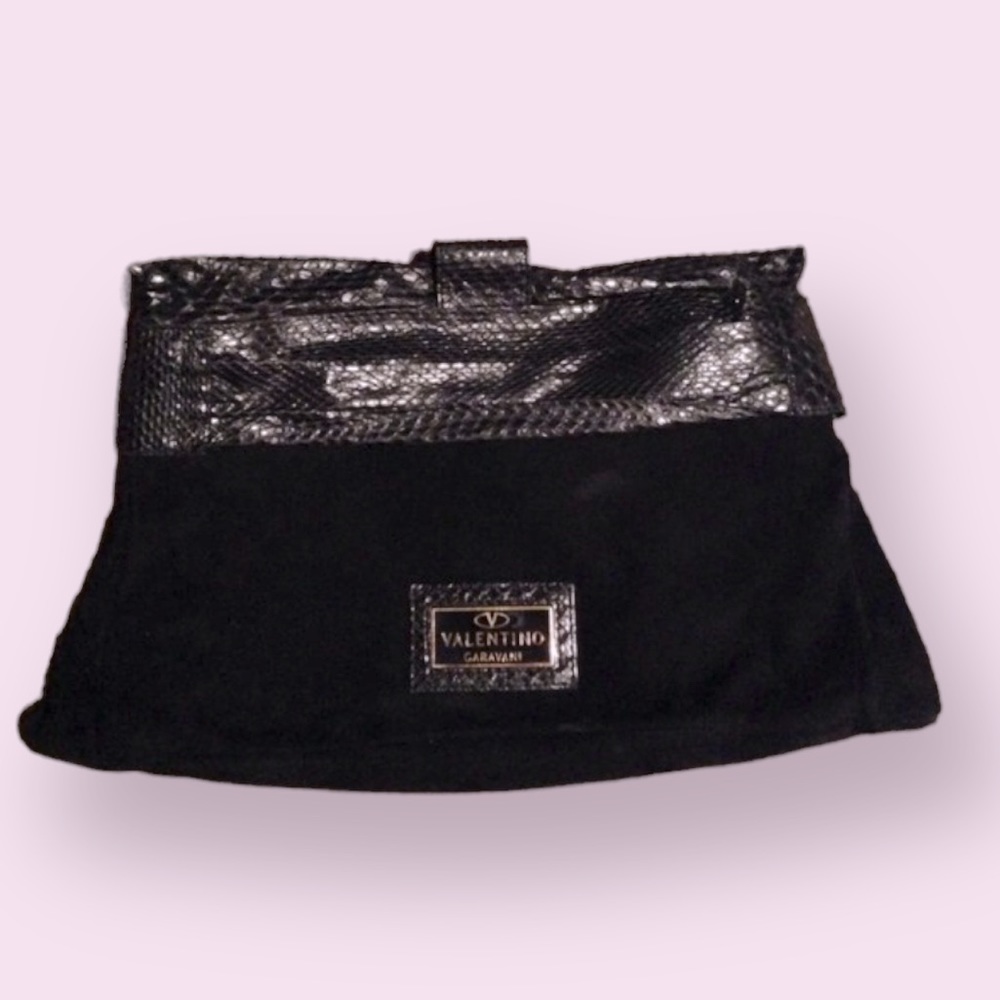 Valentino black snakeskin & suede clutch